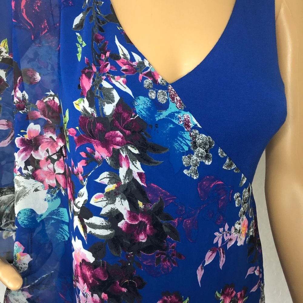 bebe One Shoulder Overlay Chiffon floral Dress -xs - Picture 3 of 3